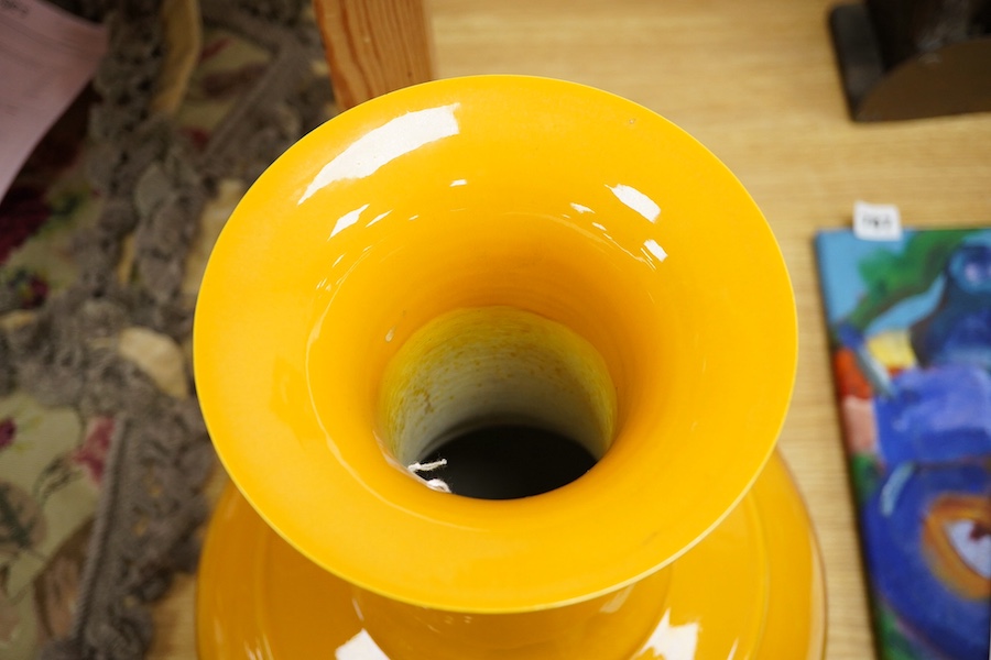 A Chinese yellow monochrome vase, 43.5cm high. Condition - good